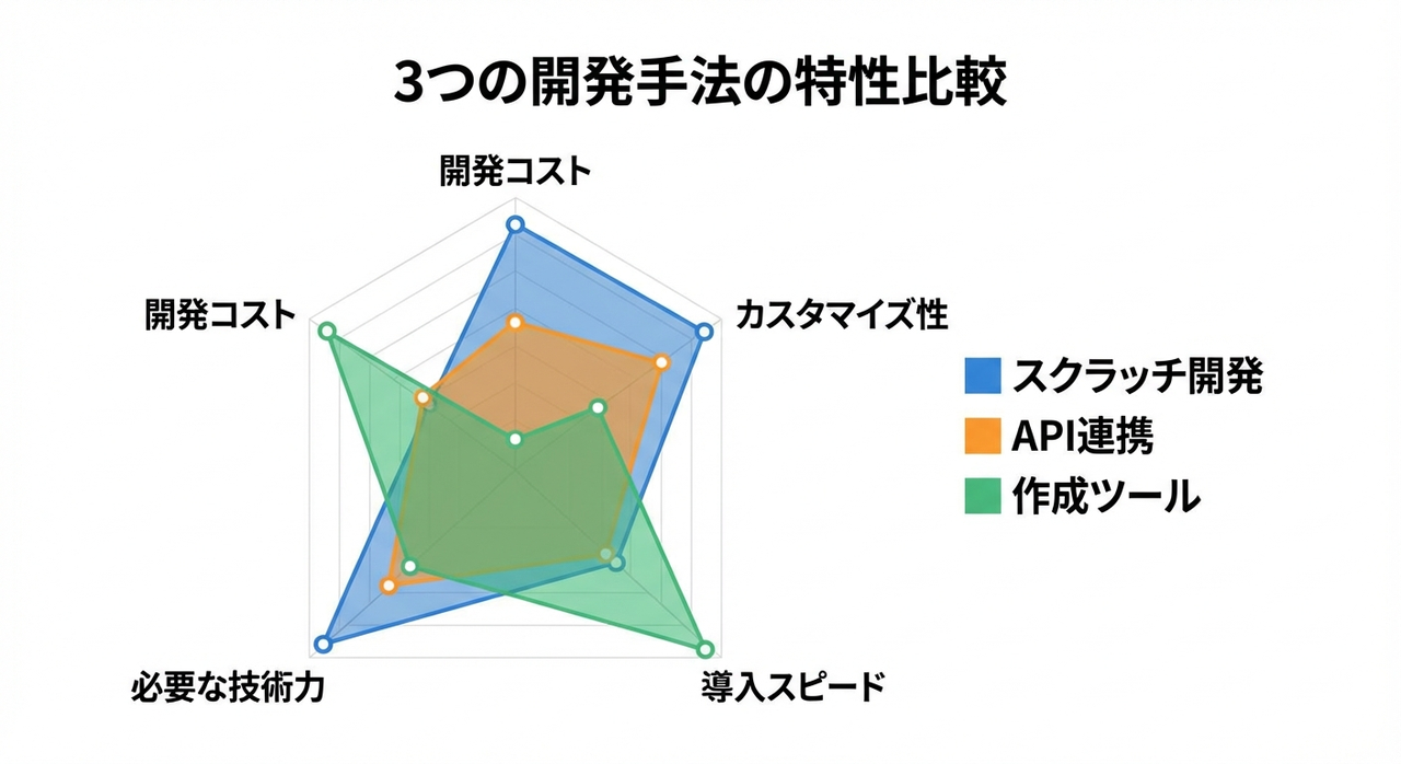 3つの開発手法の特性比較