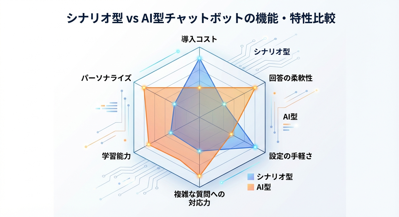 シナリオ型VSAI型チャットボットの機能·特性比較