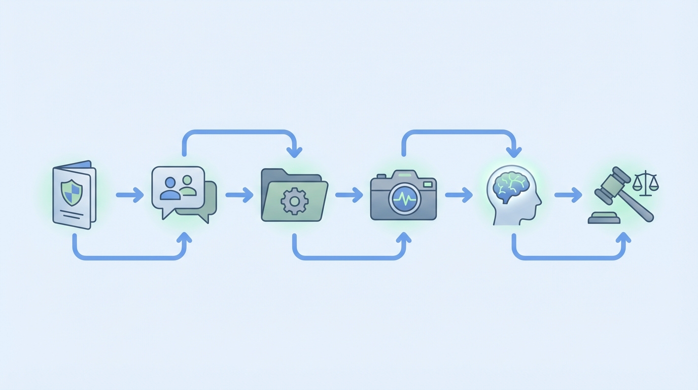 カスハラ対応の6つの対策フロー──方針策定から外部連携までのステップ図