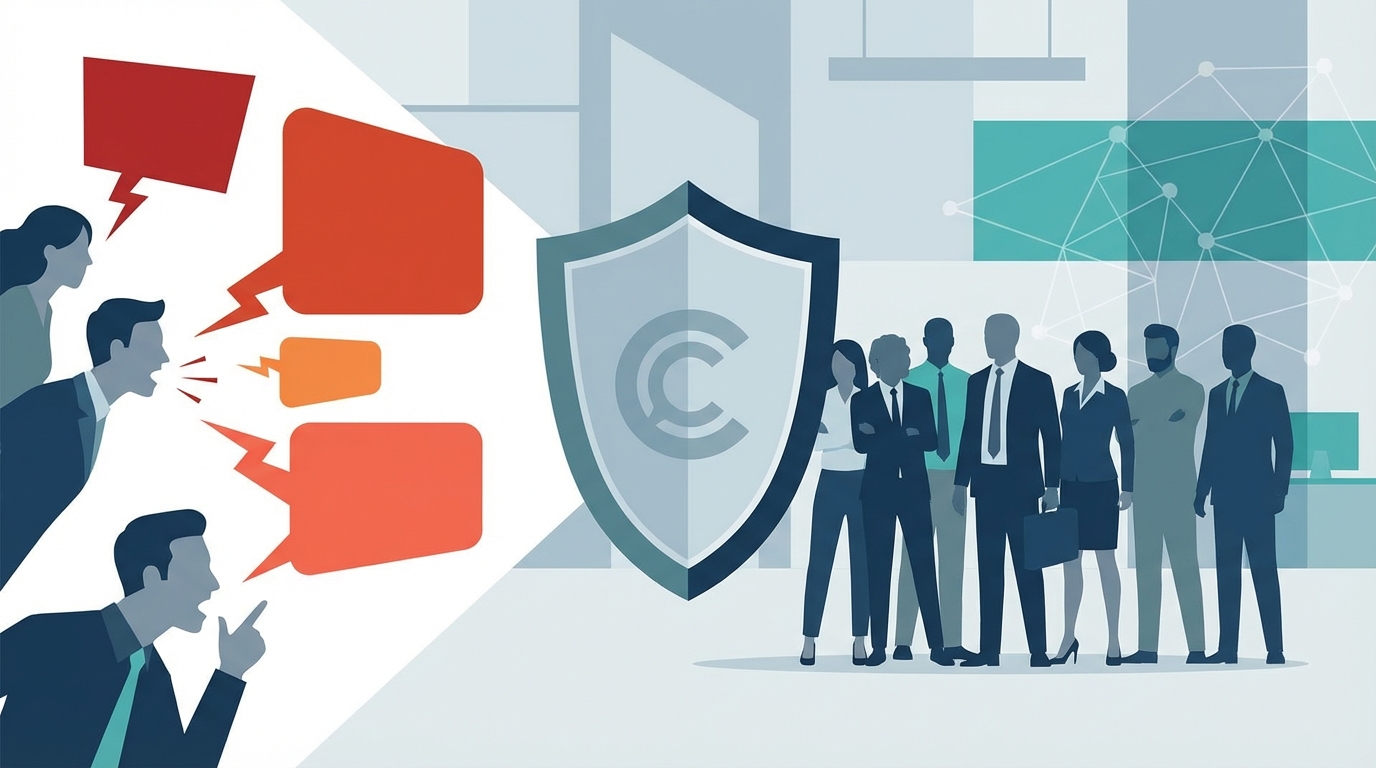 カスハラ対応の全体像──企業が取り組むべき対策フローを示す概念図