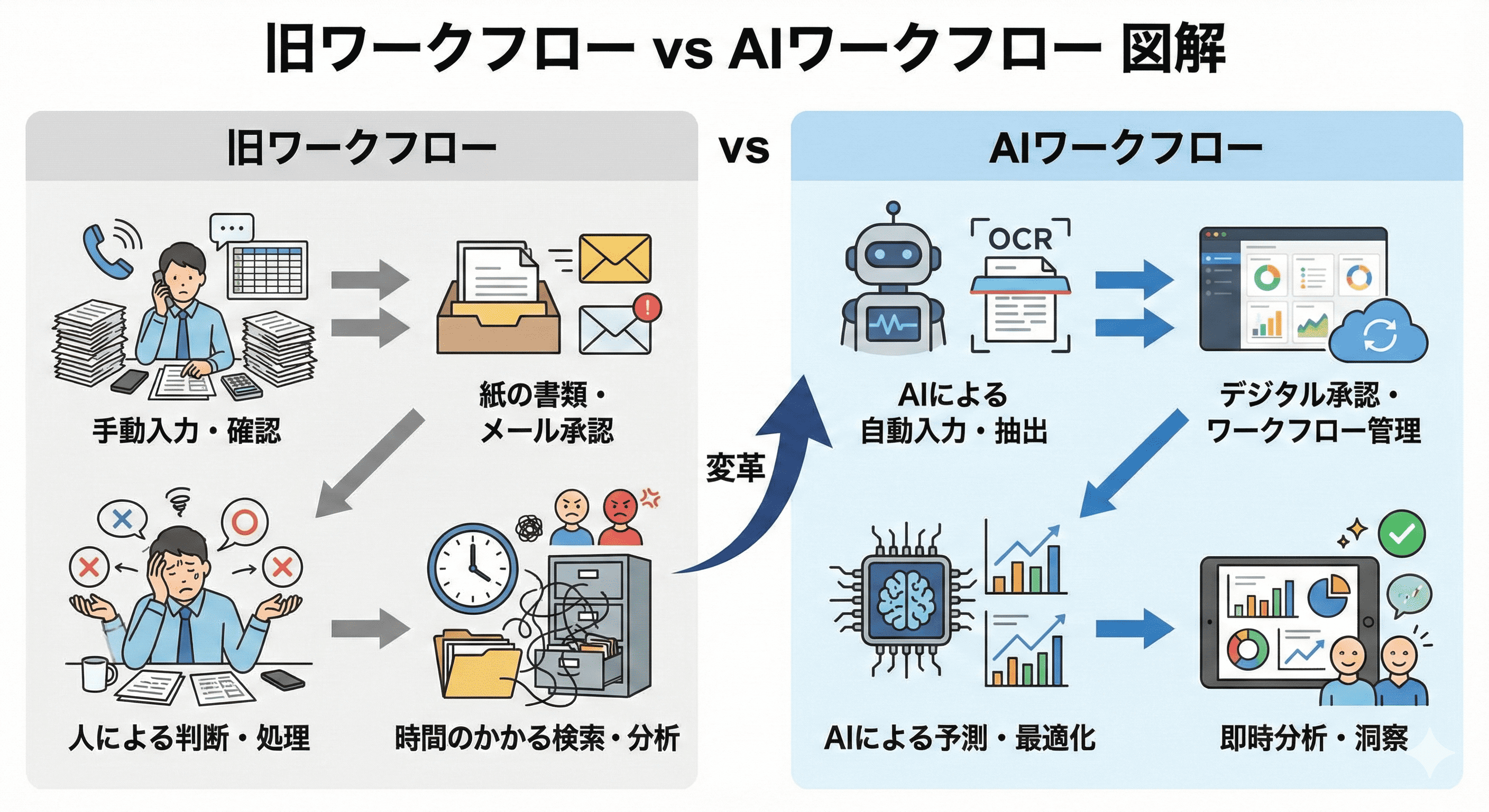 旧ワークフロー-vs-AIワークフロー-図解