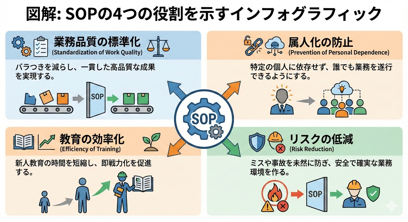 SOPの4つの役割を示すインフォグラフィック